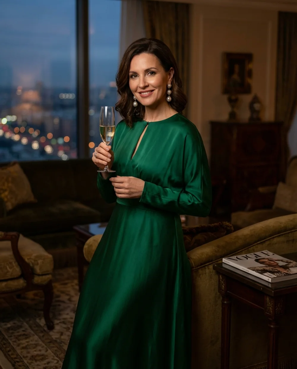 Elegant birthday portrait with champagne