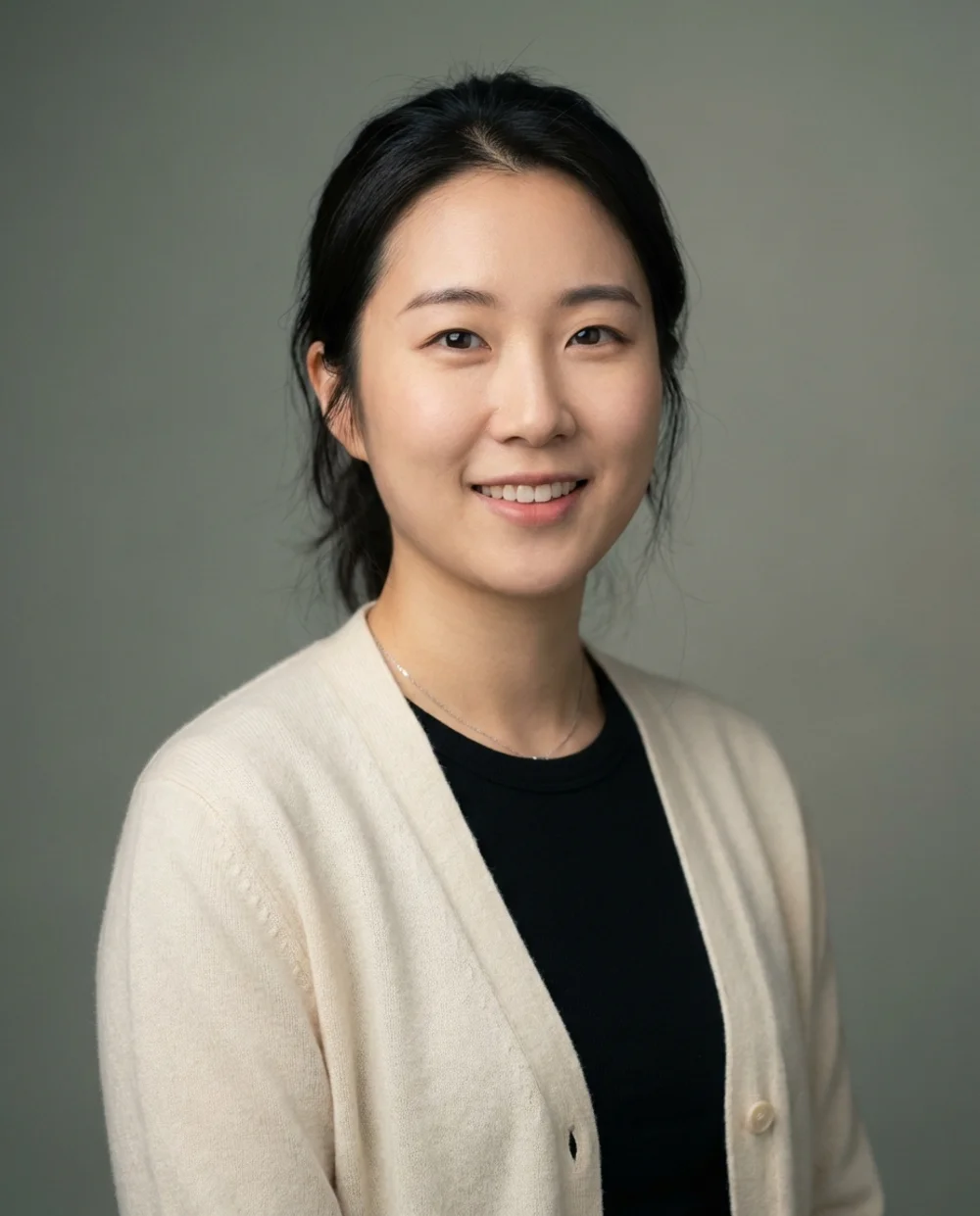 Business casual - cream cardigan with black top